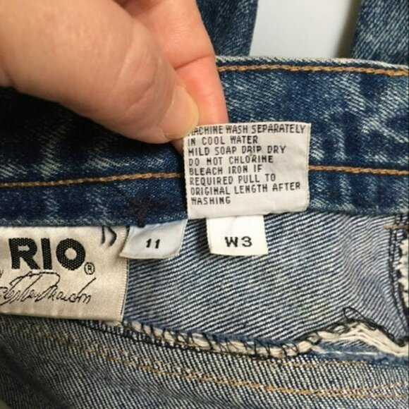 VINTAGE Rio by Stephen Mardon Leather Trim Lace Up Jeans - Picture 9 of 12